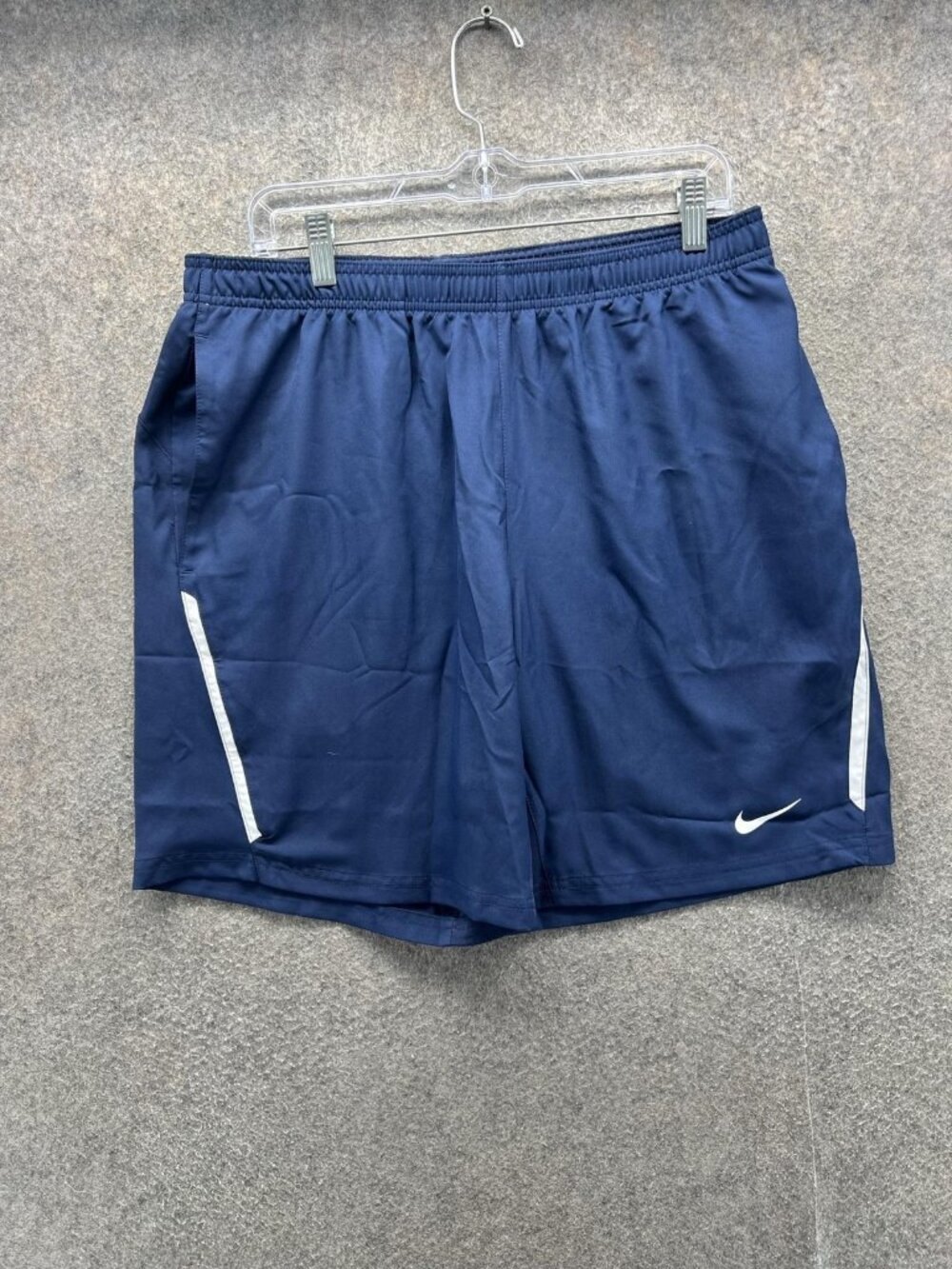 Nike Dri Fit Shorts Mens Large Blue Running Athletic Reflective Pockets 8 Inseam